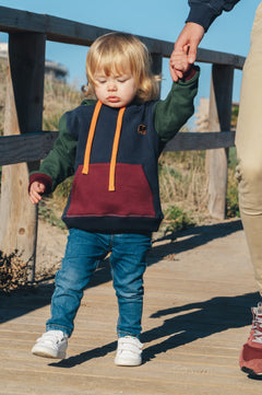 Kid's Color Block Hoodie Trendsplant Blue