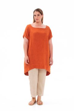 Cami Asymmetrical Linen Dress Orange