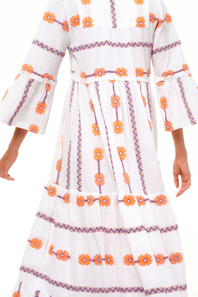 Embroidered Cami Cotton Dress White