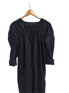 Wikkel jurk biologische zwarte popelin