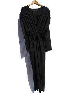 Wikkel jurk biologische zwarte popelin
