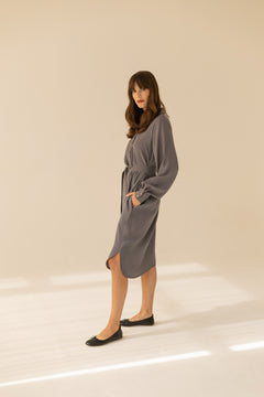 Shirt Dress Midi Grey