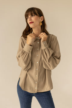 Noel Button-up Shirt Beige