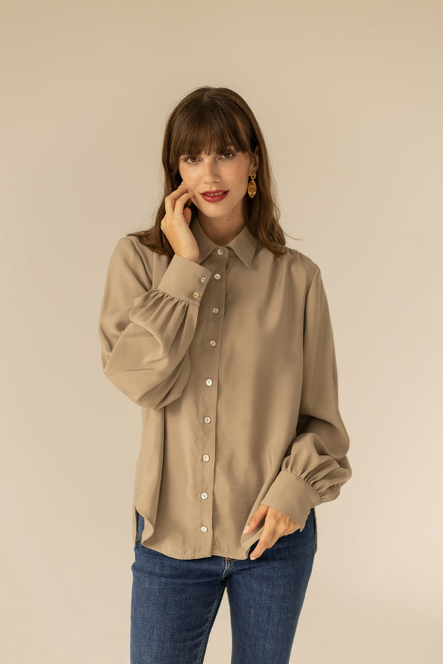 Noel Button-up Shirt Beige