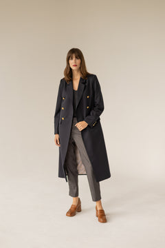 Trench With Gold Buttons Navy Blue