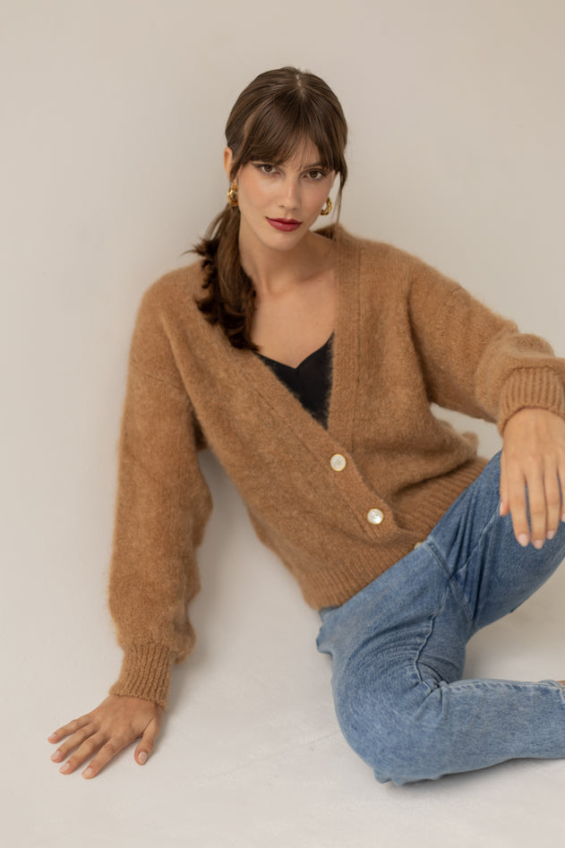 Mia Mohair Cardigan Caramel