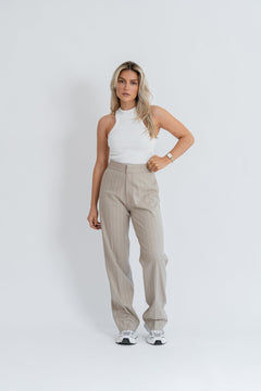 Frankie Pinstripe Broek Beige