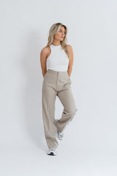 Frankie Pinstripe Broek Beige