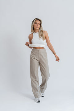 Frankie Pinstripe Broek Beige