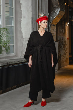 Nete Alpaca Wool Poncho Black