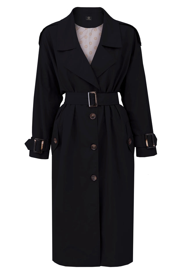 Zwarte oversized trench jas