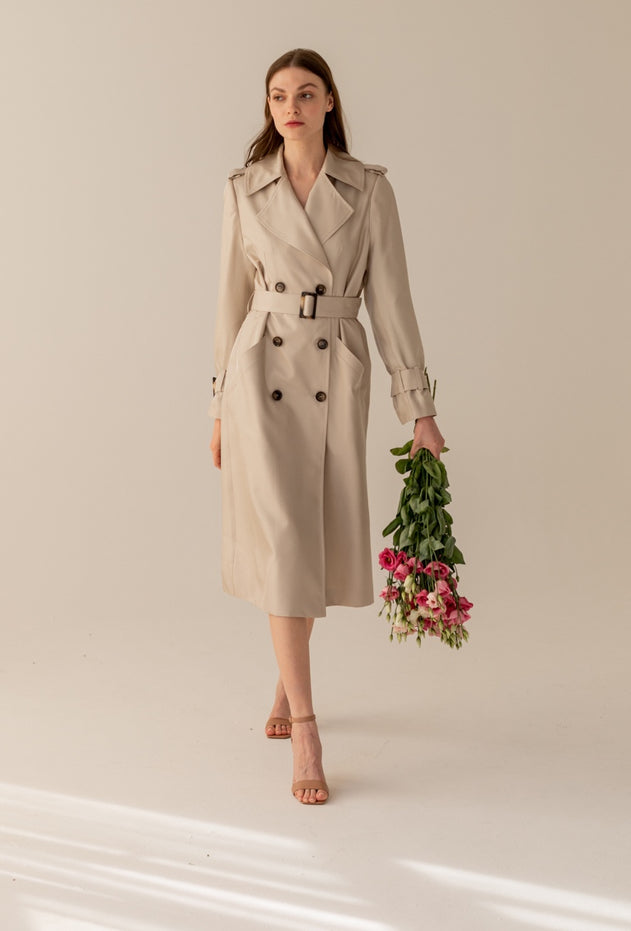 Silk Trench Coat Champagne