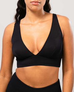 Plunge Bikini Top Zwart Rib