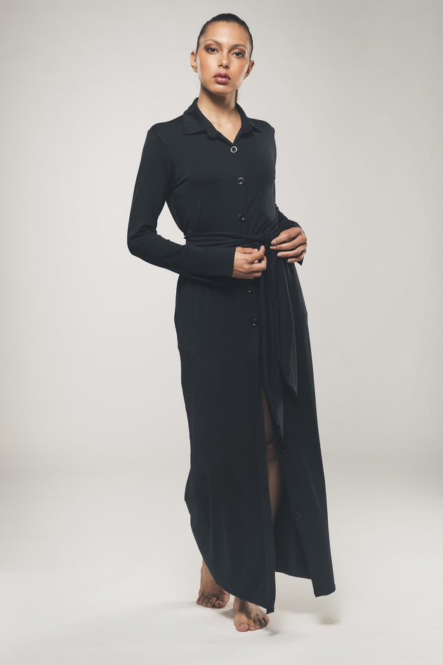 Maxi -shirtjurk in zwart