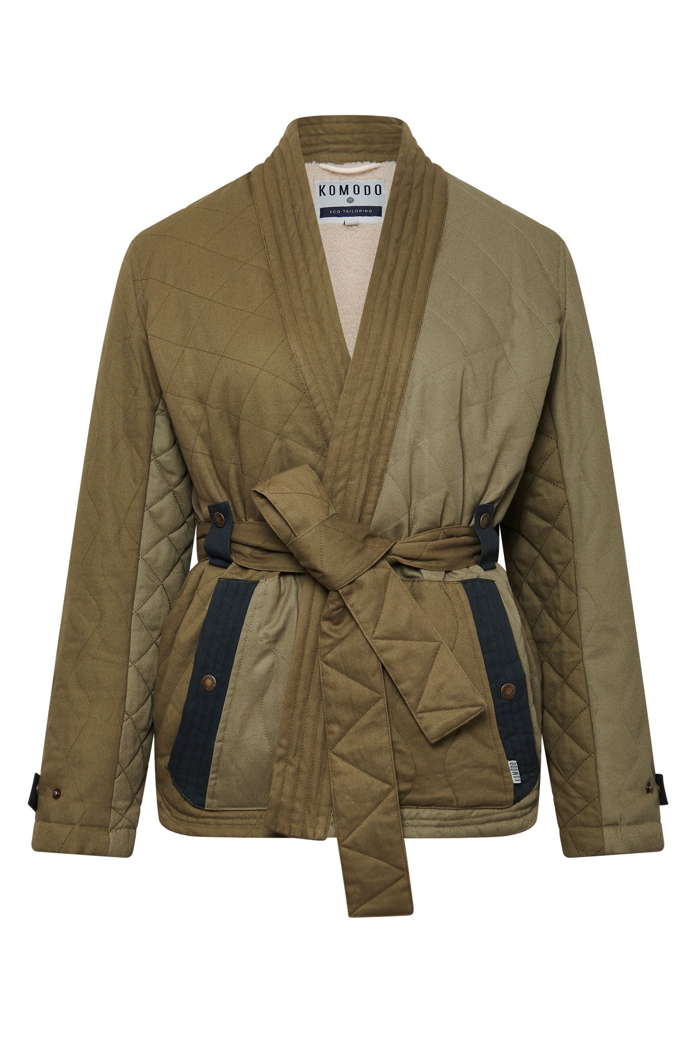 Zuri Katoenen Patchwork Jas Groen