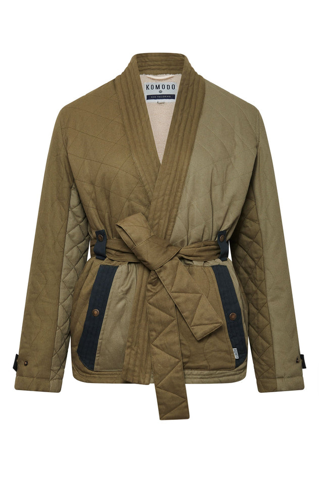 Zuri Katoenen Patchwork Jas Groen