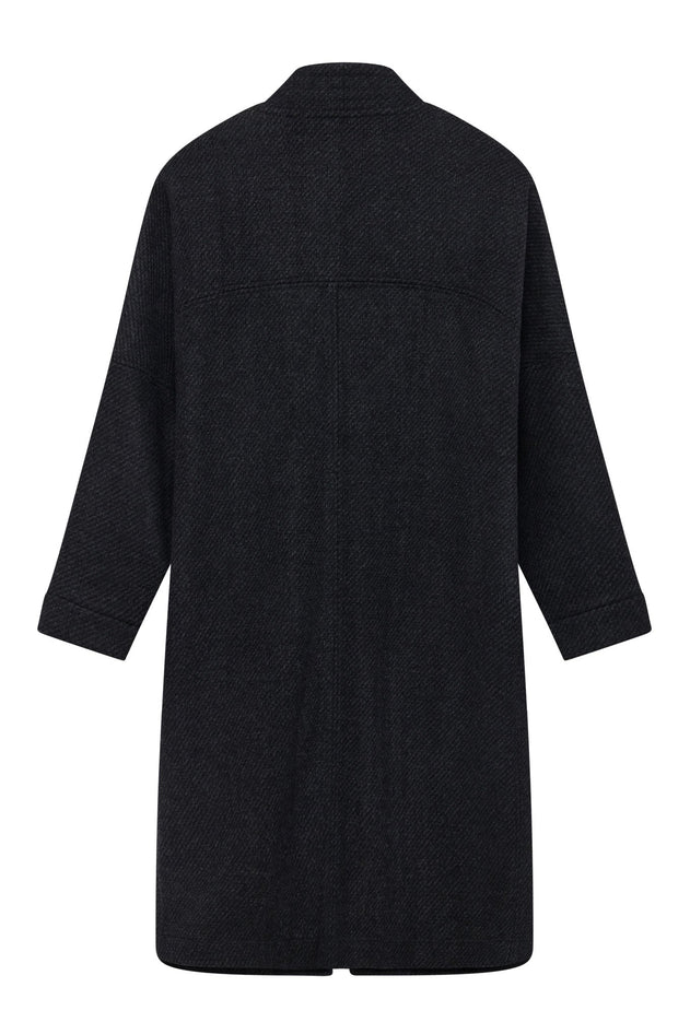 Kaia Wolmix Twill Mantel Houtskool