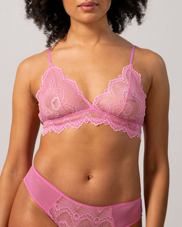 Lace Triangle Bralette Candy Pink