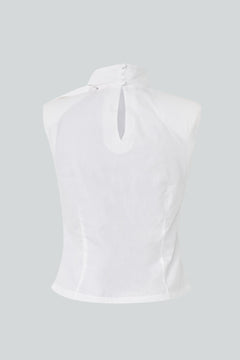 Shell top met knoop wit