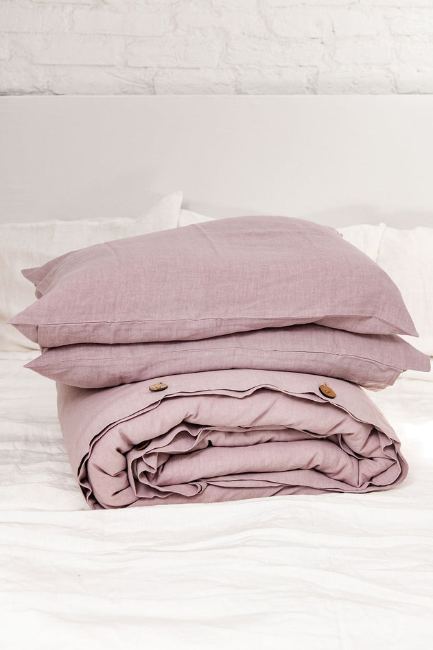 Linnen beddengoedset Dusty Rose