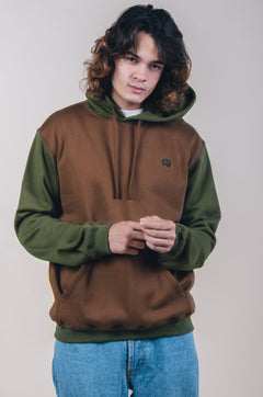 Kleurblok hoodie olijfbossen