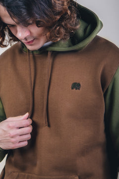 Kleurblok hoodie olijfbossen