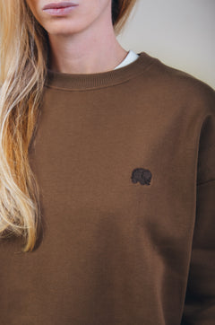 Dames biologische essentiële oversized trui cocoa bruin