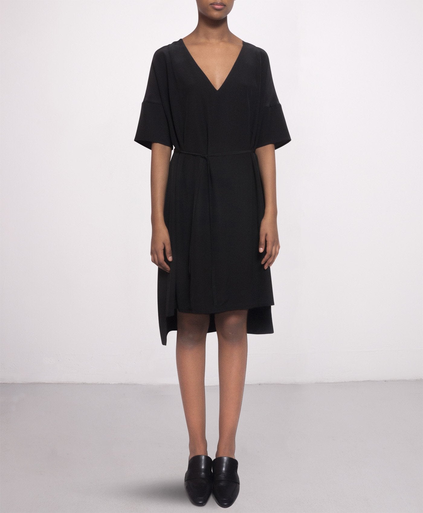Day Knie-Length Silk Dress Black