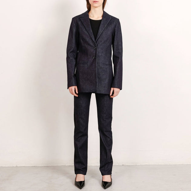 Grace Selvedge Denim Blazer Dark Grey