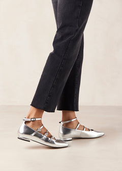 Luke Leather Ballet Flats Shimmer Silver