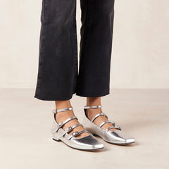 Luke Leather Ballet Flats Shimmer Silver