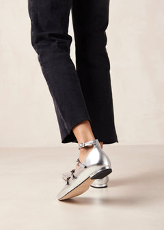 Luke Leather Ballet Flats Shimmer Silver