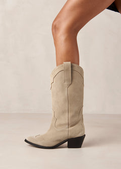 Liberty Suede Leather Boots Beige