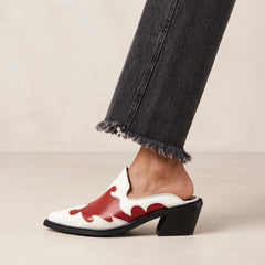 Weston Leather Mules Bicolor Red Cream