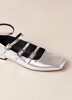 Luke Leather Ballet Flats Shimmer Silver