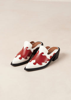 Weston Leather Mules Bicolor Red Cream