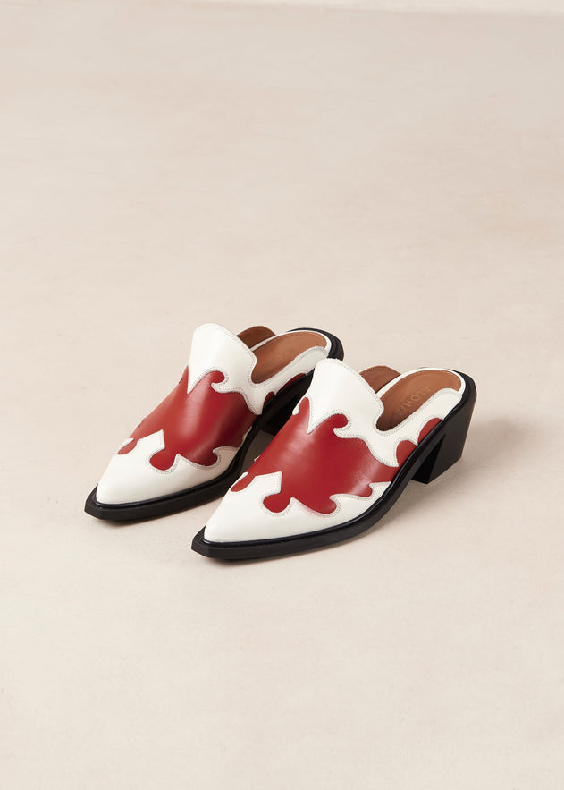 Weston Leather Mules Bicolor Red Cream