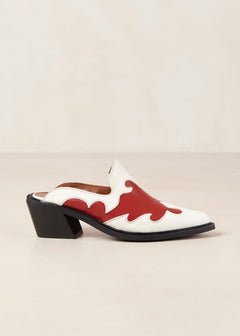 Weston Leather Mules Bicolor Red Cream