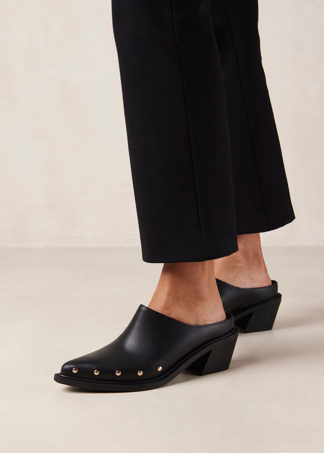 Lorenzo Leather Mules Black