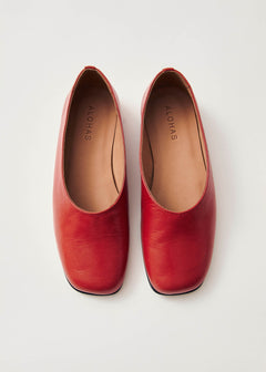 Edie Leather Ballet Flats Red