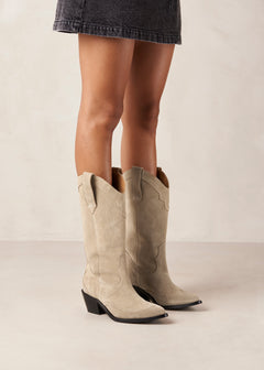 Liberty Suede Leather Boots Beige