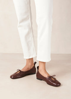 Rosalind Leather Ballet Flats Brown