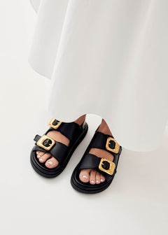 Daria Leather Sandals Black