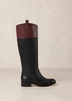 Billie Leather Boots Bicolor Black Burgundy