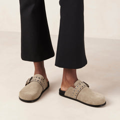 Halia Leather Mules Beige