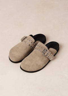 Halia Leather Mules Beige