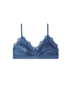 Satijn Kant Driehoek Bralette Verbleekt Blauw