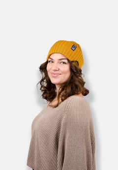 Hoofdverwarming beanie geel