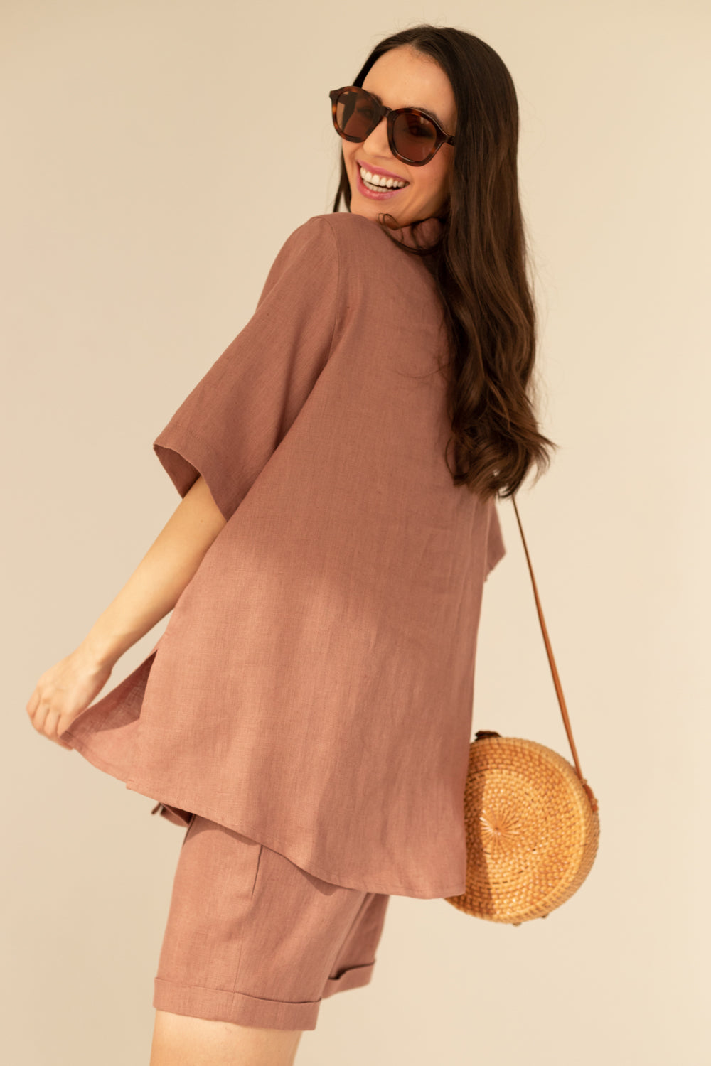 Cassis Linnen Set Licht Chocolade