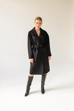 Oversized kasjmier jas zwart